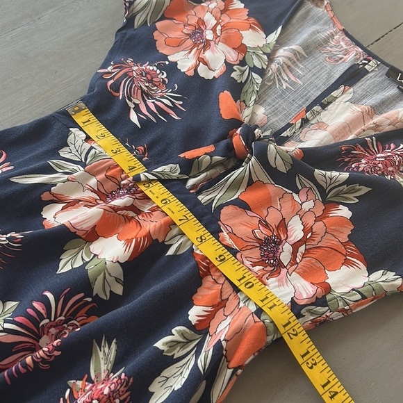 Lulus Botanic of Time Navy Blue Floral Print Tie Front Skater Mini‎ Dress - Picture 12 of 13